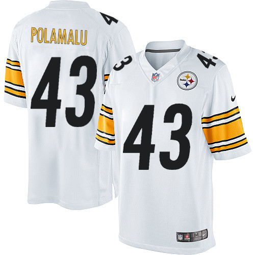 Men's Limited Troy Polamalu Nike Jersey White Road - #43 NFL Pittsburgh Steelers